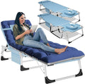 LILYPELLE Folding Chaise Lounge Chair with Mattress, 5 Position Beach Chairs with Face Hole, Patio Chaise Lounge Chair for Outside, Sunbathing, Camping, Pool, Beach, Poolside