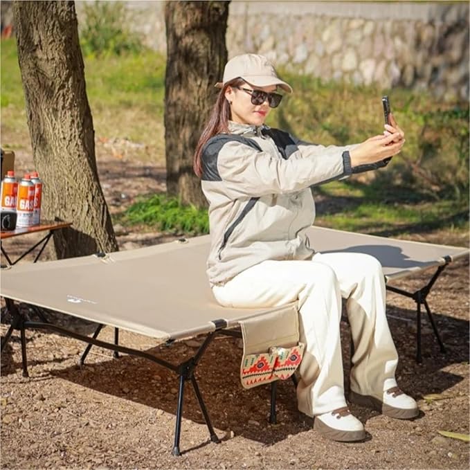 Folding Camping Cot Camping Bed Aluminum Alloy Folding Ultra-Light Lightweight Outdoor Camping Tent Break 4/3pcs Rods(90 cm Balck B)