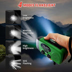2000mAh Weather Emergency Radio, Portable Solar AM/FM/NOAA Hand Crank Radio, Cell Phone Charger with SOS, 1W LED Flashlight, Headphone Jack, Power for Emergency Preparedness (2000mAh Green)