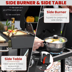 4-Burner w/Side Burner Gas Grill with 292 SQ.IN. Outdoor Grill with 44,000 BTU,Propane Grills with Top Cover Lid,Grills Outdoor Cooking for Patios,Camping,Balcony-Q043