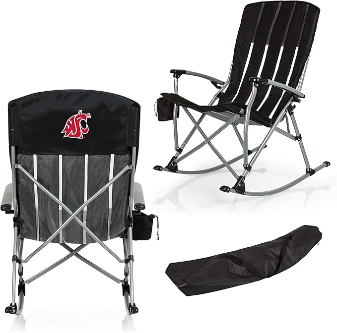 Picnic TIME NCAA Unisex-Adult NCAA Outdoor Rocking Camp Chair, XL Heavy Duty Camping Chair for Adults