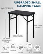 LOFTEY Small Folding Camping Table, 2ft Aluminum Portable Folding Table, 3 Adjustable Heights | Portable Handle | Lightweight for Travel & Outdoor, 23.6" x 15.7" x 27.5"H, Black
