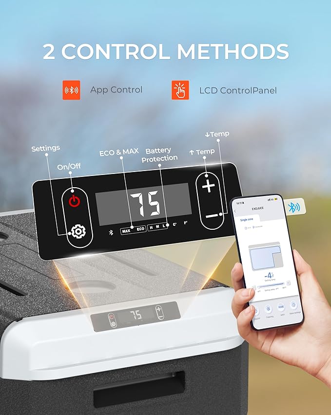 12 Volt Refrigerator, 64 Quart Electric Cooler, Car Fridge 12V/24V DC 100~240V AC, Portable Freezer -4℉~68℉, APP Control, Portable 12V Refrigerator Fridge for Truck, RV, Camping,Travel