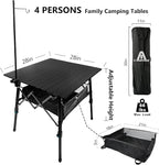 Folding Camping Table Portable with Large Storage Organizer and Lantern Pole, Lightweight Compact Aluminum Foldable Table for Outdoor, Picnic, Fishing, Backpacking, Hiking, Cooking