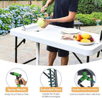 GYMAX Fish Cleaning Table with Sink, Folding Fish Cleaning Station with Adjustable Spray Cleaner, Foldable & Rotatable Faucet, Portable Fillet Table for Outdoor Camping, Fishing, Picnic