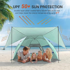Elegear Beach Tent with Canopy, 1-Second Setup Pop Up Sun Shelter Shade, UPF 50+ UV Protection Silver-Coated Lightweight Portable Beach Cabana