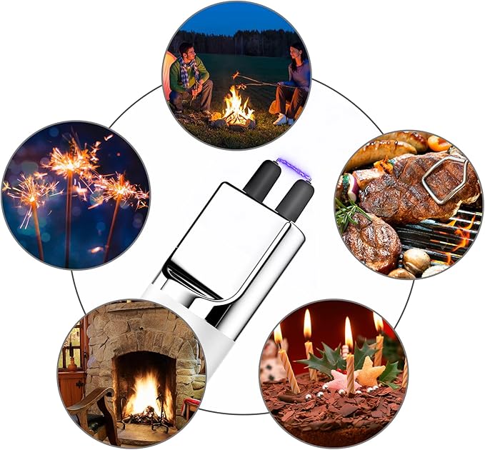 REIDEA USB Candle Lighter, Windproof Flameless Electronic Rechargeable with Safety Protector Button for Home Candle Outdoor Activities (White)