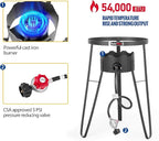 Outdoor Cooker with Iron Wok and Propane Burner, 54,000 BTU High-Pressure Gas Stove for Backyard BBQ, Tailgating & Outdoor Cooking