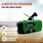 2000mAh Weather Emergency Radio, Portable Solar AM/FM/NOAA Hand Crank Radio, Cell Phone Charger with SOS, 1W LED Flashlight, Headphone Jack, Power for Emergency Preparedness (2000mAh Green)
