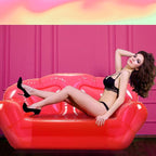 Kigley Inflatable Chair Blow Up Couches Transparent Inflatable Sofa Seat Yard Patio Portable Air Couch Furniture for Outdoor Indoor Camping Beach Room (Double Seat,Red)