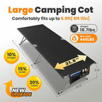 Oversized Camping Cot Foldable for Adults - Upgraded Version Easy-to-Assemble Sleeping Cots for Outdoor, Supports Campers up to 6.9ft or 450lbs, with Storage Bag, 82” L x 32” W (Black)