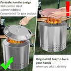 Tabletop Fire Pit Lid for Solo Stove Mesa XL 7", Portable Fire Pit Cover with Heat Resistant Handle, 304 Stainless Steel Mini Camping Stove Accessories for Prevent Hand Burns