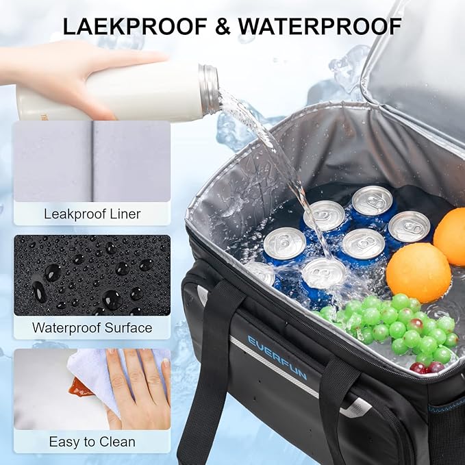 EVERFUN Small Cooler Bag 24 Can Insulated Lunch Box Double Deck Soft Leak-Proof Waterproof Collapsible Ice Chest for Men Women Work Travel Car Trip Picnic Beach