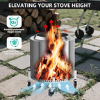 Hisencn Expandable 15-27" Fire Pit Rolling Stand – Heavy-Duty 360° Swivel & Locking Wheels, Universal Fit for Solo Stove & More Fire Pit, Rust-Proof Stainless Steel for Patio, Camping, Outdoor
