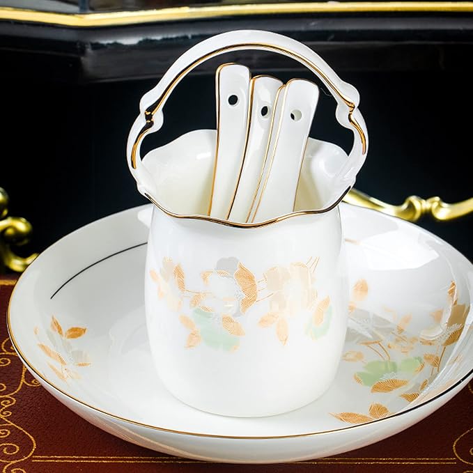 Cups and Saucers Set Nordic Ceramic Tableware Suit Glaze Dish Combination Dishes Suitable for Family Hotel Restaurant 60 Piece