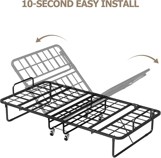 Zenzy Cot Folding Bed with Mattress, CertiPUR-US Certified 4" Mattress Topper & Sturdy Metal Frame, Fold Up Bed for Guest/Bedroom/Office/Camp, 75" x 31", Black
