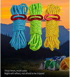 Reflective Tent Guy Lines with Aluminum Tensioners, 4m High Visibility Cord to Tripping Hazards, Backpacking Gear for Hiking and Trekking, For Adjustable(Green)