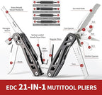 Father‘s Day Gifts for Men Dad Him, WETOLS 21-in-1 Multitools with Pocket Knife, Stainless Steel Self-locking Pliers with 8 Screwdriver Bits, Multi Tool Survival Gear, EDC Knife with Pouch for Outdoor