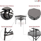 SUNNYFEEL Aluminum Folding Table for Camping, Lightweight Roll Up Top, Portable Camp Tables with Carry Bag for Outdoor Picnic (Square, Brown)