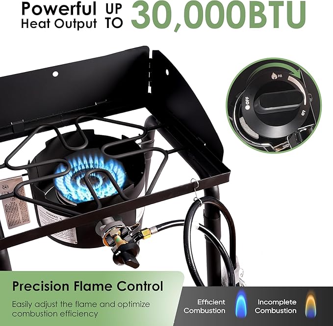 Red Mountain Valley One Burner Outdoor Portable Camping Gas Stove with Removable Legs, Portable Bag and Windshield, Camping Stove Propane for Cooking, CSA Certified, Outdoor Propane Burner