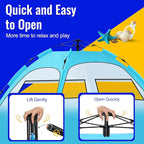 Beach Tent Sun Shade for 4-5 Person, Two Doors Large Pop Up Beach Tents for Adults and Kids, Portable Automatic Instant Sun Shelter Canopy Tent UV 50+, Ideal for Garden, Fishing, Picnic