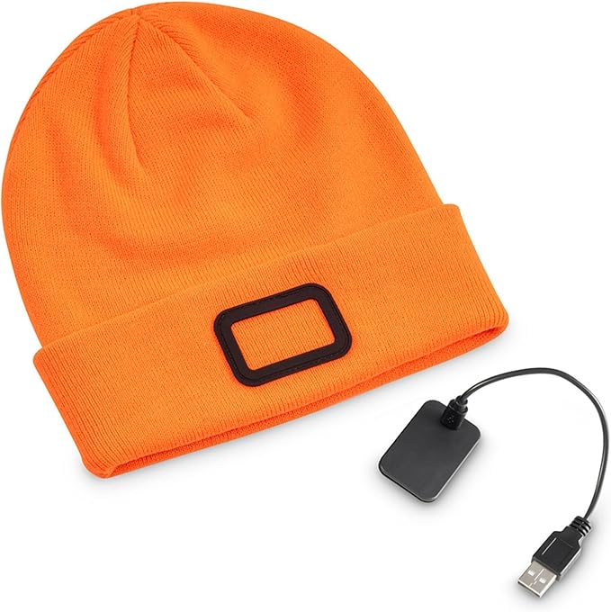 POWERCAP LED Hat Light 150 Lumens Rechargeable Fleece Beanie with Bright Built-in Headlamp Waterproof LED Warm One Size Cap