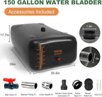 150 Gallon Water Storage Bladder - 1000D PVC Black RV Water Bladder, Portable Collapsible Storage Tank Containers for Gardens, Camping, Emergency Use