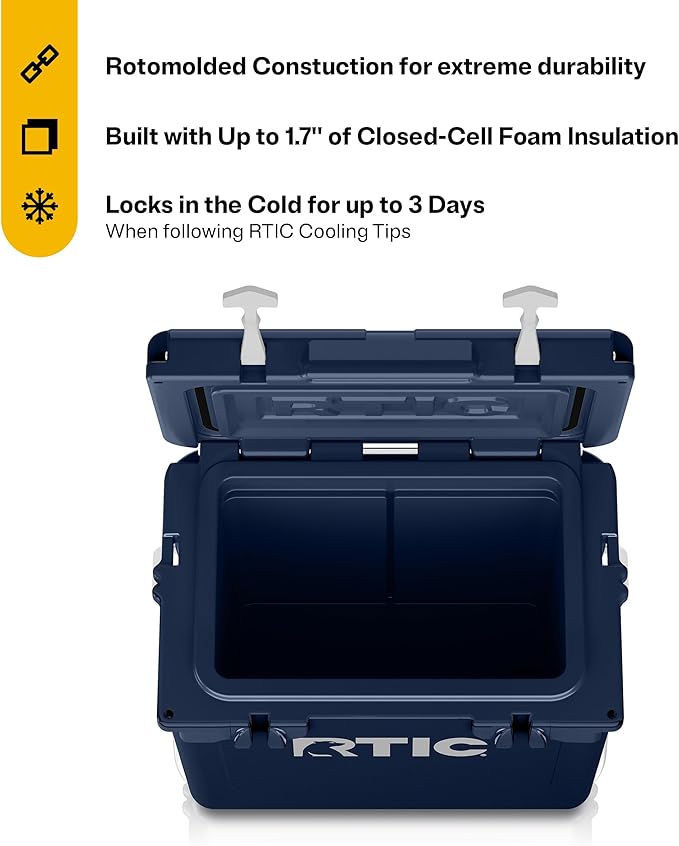 RTIC Ultra-Tough Cooler, Hard Insulated Ice Chest Box for Beach, Drink, Beverage, Camping, Picnic, Fishing, Boat, Barbecue