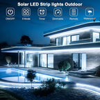 Upgrade Solar Led Strip Lights Outdoor, 20ft Solar Rope Lights Self-Adhesive Waterproof, 8 Mode with Remote Timer and Auto On/Off, Perfect for Deck, Patio, Poolside, Camping Decor, Cold White