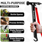Tent Hammer Heavy Duty Aluminum 12" Camping Hammer with Opener,Tent Stakes Mallet for Camping,Hiking,DIY,Party Black