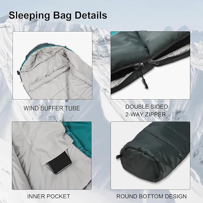 Northroad Mummy Sleeping Bag 14-59 ℉, 3-4 Season Warm & Cool Weather, Summer Spring Fall Lightweight Washable Sleeping Bag for Outdoor Camping Hiking Travel Hunting