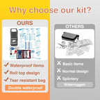 Boat First Aid Kit Waterproof, WELL-STRONG Marine Emergency Kit with Roll Top Dry Bag for Boating Fishing Kayaking – Water-Resistant Contents for Camping & Beach（Dark Grey）
