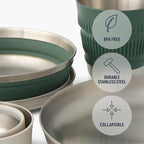 Sea to Summit Detour Stainless Steel Collapsible 2 Person Camp Dinnerware Set (2 Plates, 2 Bowls, 2 Mugs)