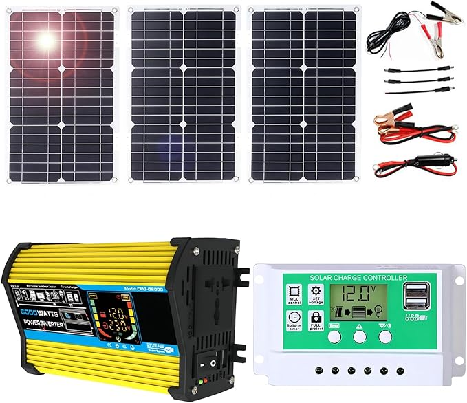 100W Monocrystalline Solar Panel Kit with Lightweight Inverter for RV, Camping, and Boat(Unique Colour,75W)