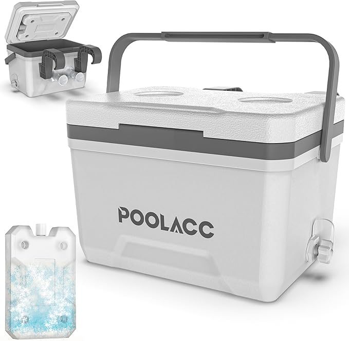 Portable Personal Cooler, Poolside Ice Chest for Above Ground Pool or Spa - Fits Intex Pools, Hard-Sided Cooler with Bonus Ice Pack for Lunch, Drink, Camping, Picnic, Beach, Fishing
