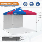 EAGLE PEAK Commercial Canopy 10x10 Pop Up Canopy Tent with 1 Sidewall, Easy Setup Heavy Duty Instant Event Shelter for Vendors & Markets, Outdoor Sun Shade, Tex Flag