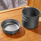 Camping Campfire Utensils, Outdoor Picnic Portable Cooking Pot Frying Pan Multi-Function Tableware Cooker Water Cup Backpacking Gear