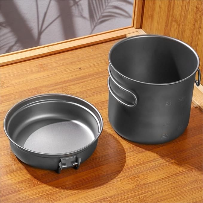 Camping Campfire Utensils, Outdoor Picnic Portable Cooking Pot Frying Pan Multi-Function Tableware Cooker Water Cup Backpacking Gear