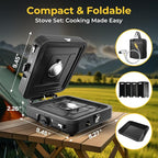 2 Burner Portable Camping Stove Propane, Folding Propane Stove for Camping, Camp Stove with 17,000 BTU,Two Adjustable Burners Gas Camping Stove with Carrying Bag for Outdoor Cooking,BBQ