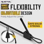 Bungee Cords with Hooks, 96 inch Adjustable Bungee Cords with Carabiner Hooks, Easy to Adjust from 7 to 96 inch Black Elastic Bungee Straps with Clips Heavy Duty for Bike, Cargo, Tarps, 6 Pack