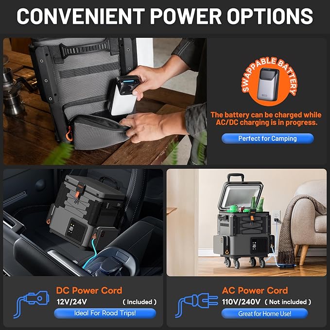 LiTHELi FrozenPack Wild 12V Car Refrigerator & Portable Electric Cooler with Cup Holder and Tabletop, 20L/21QT with 2 U20 Batteries, Backpack Design, -4~68℉ Travel Freezer for Camping, Road Trips, RV
