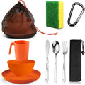 Scout Camping Mess Kit for Person Boy Scout Dishes Set Girl Scout Mess Kit with Mesh Bag Reusable Light Weight Eating Utensils Plastic Camping Cutlery Set for Travel Camp