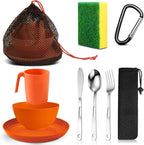 Scout Camping Mess Kit for Person Boy Scout Dishes Set Girl Scout Mess Kit with Mesh Bag Reusable Light Weight Eating Utensils Plastic Camping Cutlery Set for Travel Camp