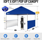 CROWN SHADES 10x10 Pop up Canopy Tent Instant Canopy with 150D Silver Coated Fabric Including 2 Half Sidewalls, 4 Ropes, 8 Stakes, 4 Weight Bags, STO 'N Go Bag, Navy Blue