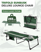 KingCamp 2 Pack Folding Lounge Chair Outdoor, Tanning Chair with Face Hole Comfy Adjustable 5-Position Foldable Chaise Chaser Lounger for Outside Beach Patio Sun Bathing Pool, Green/White