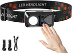 LED Headlamp Rechargeable with Motion Sensor, Ultralight Bright Headlight with White Red Light Waterproof 6 Modes for Outdoor Camping Running Hard Hat Fishing Repair, 1 Pack