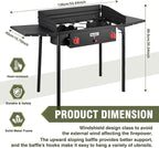 Bestfire 150,000 BTU 2 Burner Propane Camping Stove with Auto Ignition, Windpanel & Free Work Gloves, Portable Outdoor Gas Cooker with Removable Legs, Side Shelves & Carry Bag for Camping, BBQ