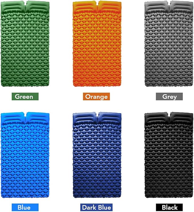 Lixada Inflatable Double Sleeping Pad with Pillow 2 Person Camping Air Mattress for Tent Outdoor Backpacking Traveling Hiking Picnic