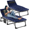 LILYPELLE Folding Outside Chaise Lounge Chair with Mattress, 5 Position Adjustable Patio Reclining Chairs Perfect for Outside, Sunbathing, Camping, Pool, Beach, Cozy Blue