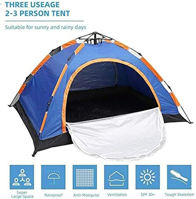 2 Person Tents for Camping Automatic Pop Up Camping Tent Lightweight Waterproof Windproof Dome Tents for Kids & Adults Great for Camping Backpacking and Hiking Ou Blue (Color : Blue)